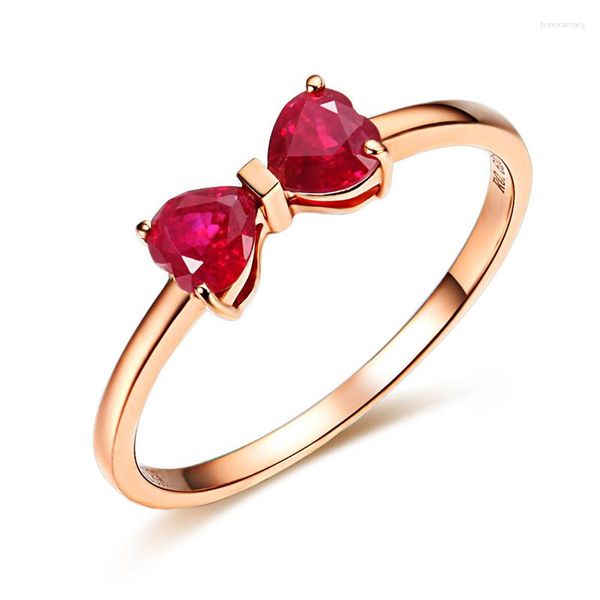 Anéis de cluster 18k rosa banhado a ouro vermelho rubi anel real 925 prata esterlina pedra preciosa para mulheres borboleta flor amor jóias finas casamento