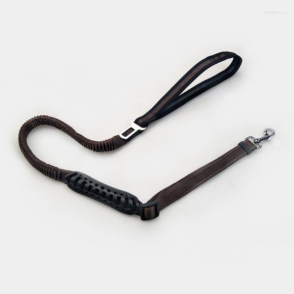 Collari per cani Cuciture riflettenti Guinzagli elastici Cintura di sicurezza per auto da addestramento per camminata elastica Colore nero e marrone