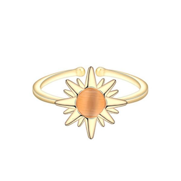 Обручальные кольца Солнце для женщин Оранжевый кварц Золотой посеребренный Ромашка Регулируемый носок Anel Drop 230906