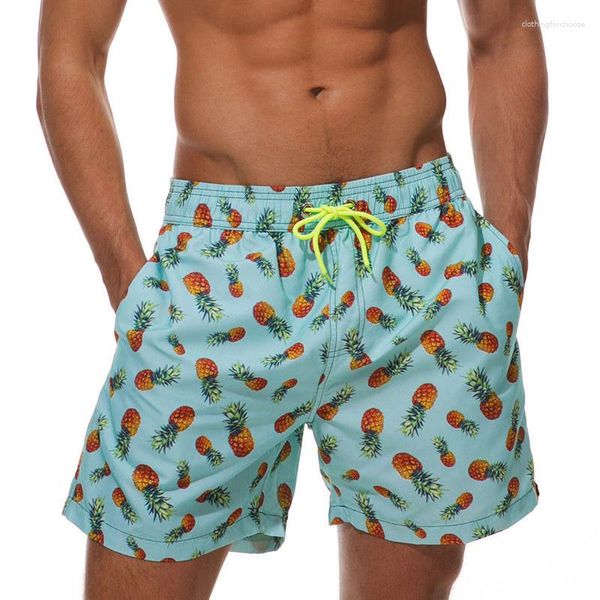 Shorts masculinos Board Men Moda Swimwear Tronco Calças Esportivas Briefs Swimsuit Imprimir Flamingo Fruit Beach Curto XXS-6XL