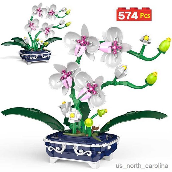 Blöcke 574pcs City Topfpflanzen Bausteine Blumenhaus Dekoration Spielzeug für Kindergeschenk R230907