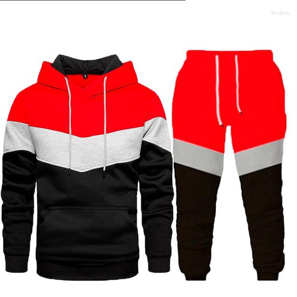 Männer Trainingsanzüge 2023 Frühling Männer Outdoor-Sport 2-teiliger Anzug Hoodie Mantel Hosen Elastische Taille Kordelzug Pullover Sets Asiatische Größe