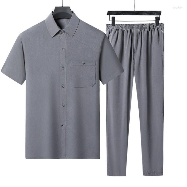 Männer Trainingsanzüge (Hemd Hosen) 2023 Sommer Männer Mode Klassische Hemd Business Casual Shirts Männliche Set Kleidung Größe M-4XL 2191