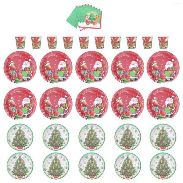 Louça descartável 80 peças, talheres de natal, pratos de papel, guardanapos de feliz aniversário, decorações, copos, conjunto de talheres