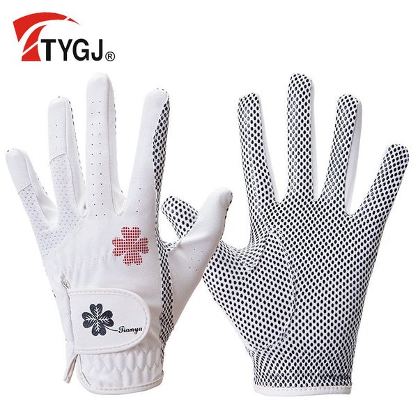 Andere Golfprodukte TTYGJ Golf Damenhandschuhe PU-Leder Linke und rechte Hand 1 Paar Anti-Rutsch-Partikel mit atmungsaktiven Outdoor-Sporthandschuhen 230907