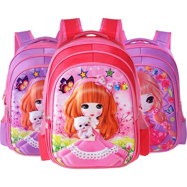 Bagagem de couro tag2020 meninas inteiras mochila escola primária dos desenhos animados das crianças 1 2 3 4 grau bonito mochila estéreo pur3159