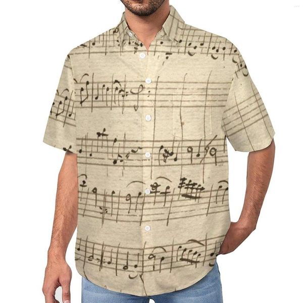 Männer Casual Shirts Musik Strand Hemd Note Song Sommer Männlich Vintage Blusen Kurzarm Grafik Kleidung Plus Größe