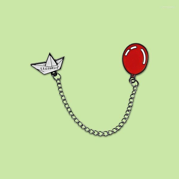 Броши модный красный воздушный шар с S.s Ceorcie парусная лодка звено цепи брошь фильм детский интерес булавки для лацканов для детей аксессуары для сумок