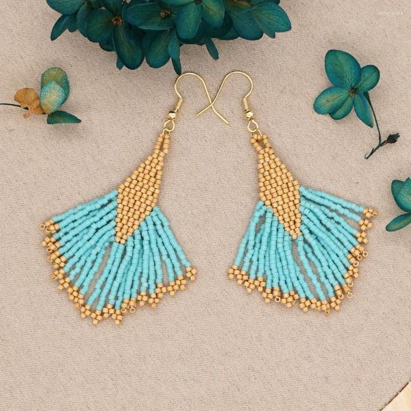 Orecchini a cerchio Go2Boho Orecchini con nappa fatti a mano Gioielli Miyuki Anelli per orecchie nativi Perline Pendientes intrecciati Gioielli con perline per le donne Spiaggia