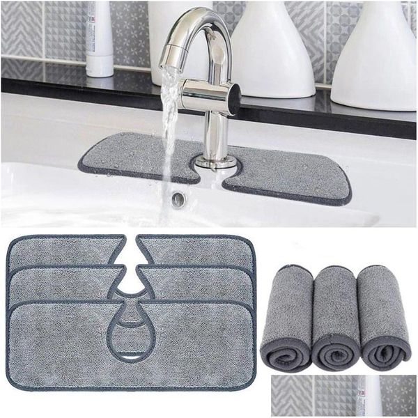 Panos de limpeza Torneira da cozinha Torneira absorvente Mat Sink Splash Guard Microfiber Catcher Protetor de bancada para banheiro Drop Delivery Dhhyg