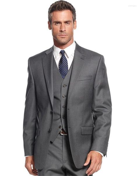 Abiti da uomo 2023 Stile Smoking Masculino Grigio Sposo Abito da uomo Smoking Sposo 3 pezzi Abiti da sposa maschili (giacca pantaloni gilet cravatta)