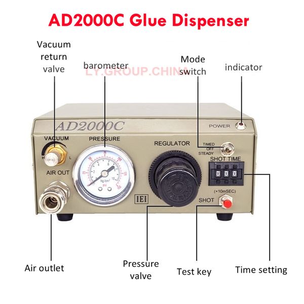 Dispensador de cola automática ad2000c original, pasta de solda pcb, conta-gotas, controlador de distribuição de fluxo de fluido