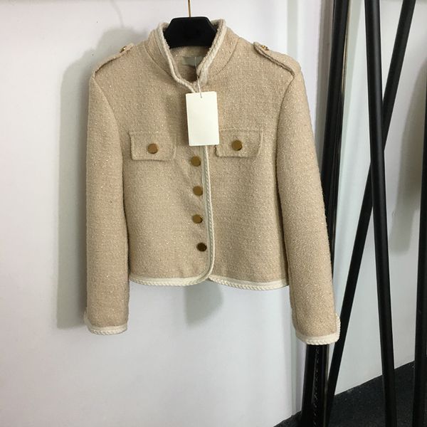 Clássico elegante outerwear das mulheres marca jaquetas personalidade botão de ouro casaco personalidade luxo charme meninas jaqueta