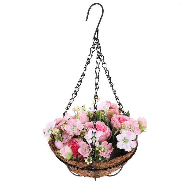 Decorativi fiori decorativi cesti appesi artificiali con ghirlanda di piante in vaso finte all'aperto per interni