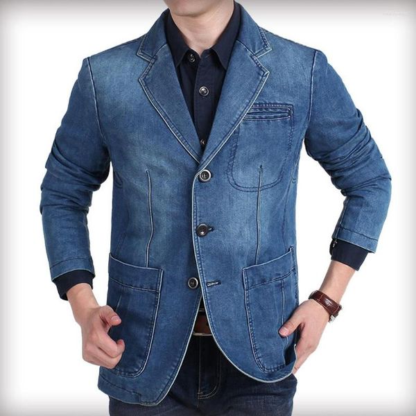 Giacche da uomo Moda Abito casual Completo Giacca di jeans 4XL Cappotto blazer da uomo Cappotto Cappotto di cotone Jean Topcoat Primavera Autunno Streetwear Americano