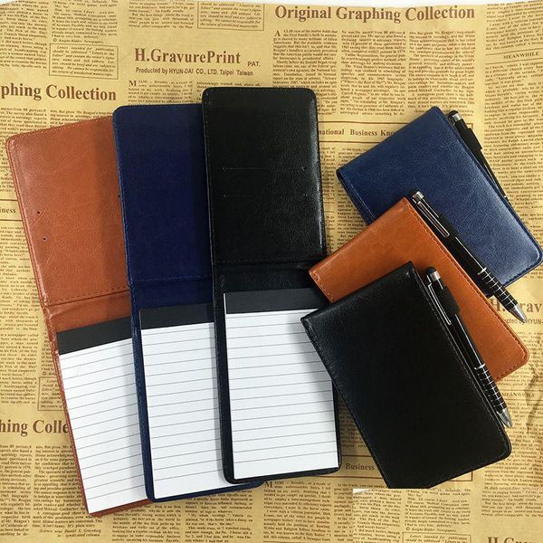 Quaderni all'ingrosso Mini Pocket Pu Leather Business Notebook 50 fogli Foderato Memo Pad Holder Ricaricabile Jotter Book Steno Notepad Card Dhxqy