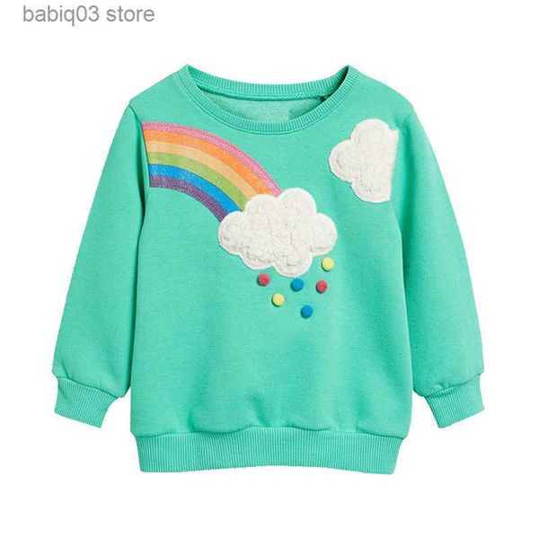 Hoodies Sweatshirts Herbst Kinder Sweatshirts Neue Ankunft Regenbogen Wolken Stickerei Baby Mädchen Sweatshirts Kinder Langarm Hoodies Sport Shirts T230907