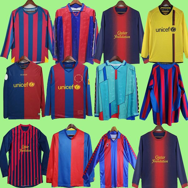 Barcelonas Retro-Fußballtrikots 1991 1992 1996 1997 2003 2004 2005 2006 2007 2008 2009 2010 RONALDINHO A.INIESTA Langarm-Fußballtrikot 91 92 96 97 03 04 05 06 07 09 10