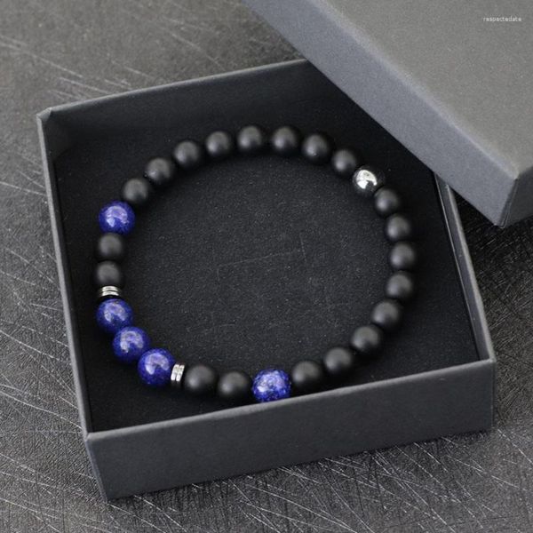 Charme pulseiras moda mens pulseira frisada natural lapis lazuli tigre olhos pedra braslet combinando braclet empilhável hematita cura