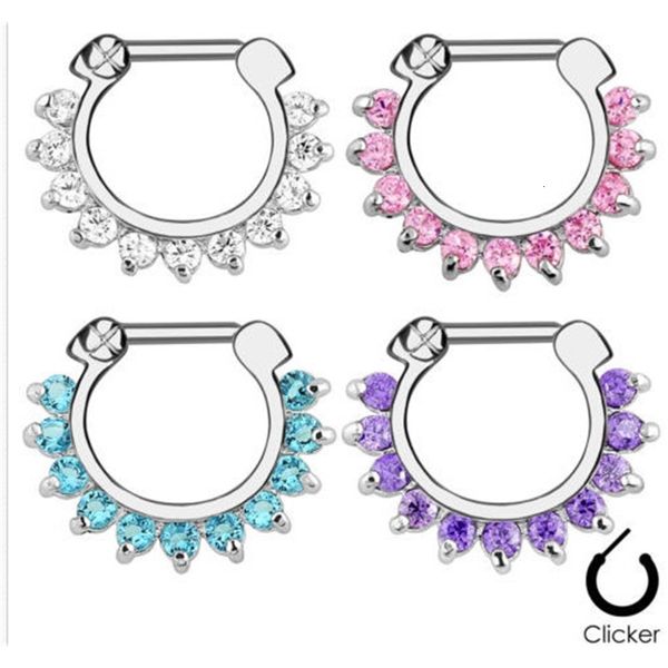 Labret Lip Piercing Gioielli Lotto 10 pz 16g12mm Clicker Naso Cerchio Anello Setto Orecchio Nipple Jewerly CZ Mix Colori gioielli piercing per il corpo 230906