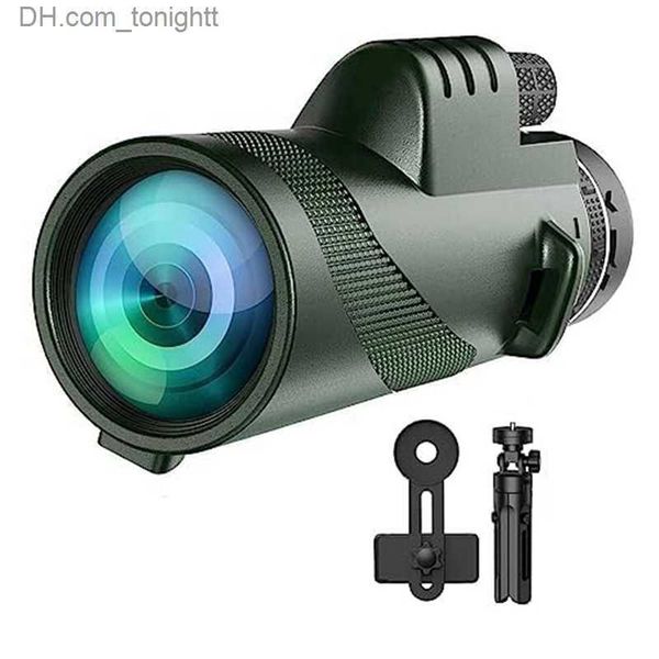 Telescópios 80X100 Monocular Telescópio Monóculos para adultos Monocular compacto para adaptador de smartphone com tripé Q230907