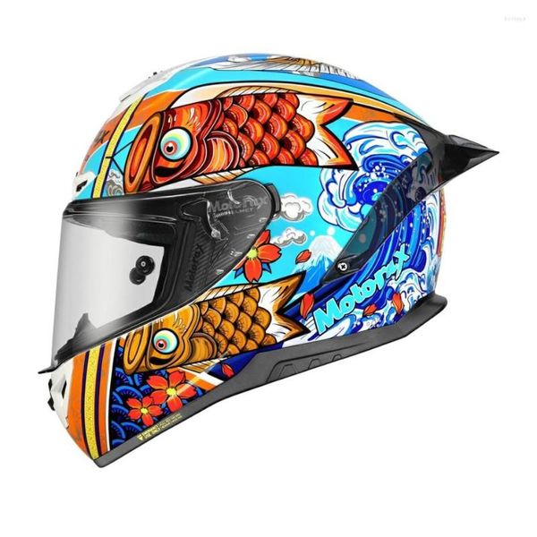 Motorradhelme MotoraxR50S Koi Fish Starry Sky Schwarzer Helm für Männer und Frauen Four Seasons Cooler Vollhelm.