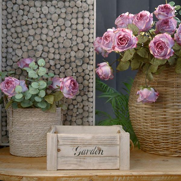 Dekorative Blumen, 5 Stück, romantische Rose mit verbranntem Rand, künstlich, für Zuhause, Wohnzimmer, Dekoration, gefälschter Brautstrauß, Party, Hochzeit