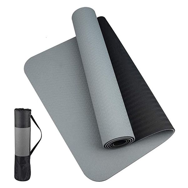 Yogamatten Dicke, zweifarbige, rutschfeste TPE-Yogamatte, hochwertige Bewegung für Fitness im Zuhause von geschmacklosem Pad183 61 cm 230907