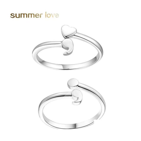 Bandringe Semikolon Ring Semi Colon Herz Selbstmord Depression Bewusstsein Frauen Mädchen Inspiration Schmuck Geschenke Größe 612 Drop Lieferung Dh6Pq