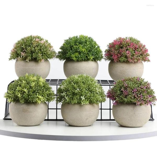 Flores decorativas plantas artificiais em vaso verde bonsai suculentas pequeno ornamento de grama planta falsa para casa jardim decoração de festa de casamento