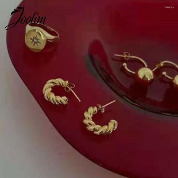 Brincos de argola joolim jóias high end pvd atacado manchar livre moda luxuoso mini corda brinco de aço inoxidável para mulher
