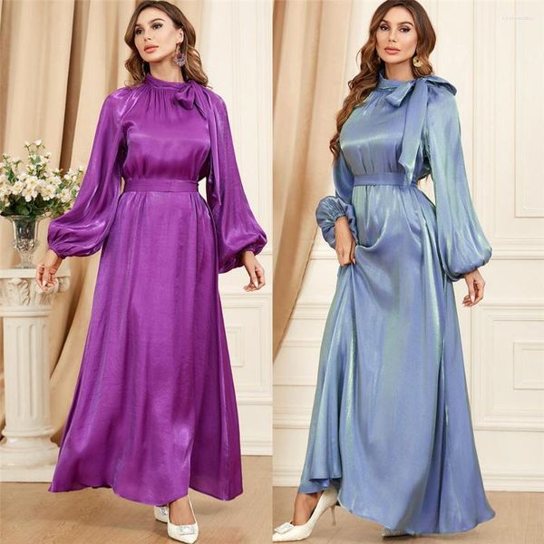 Abbigliamento etnico Lucido elegante donna musulmana Abaya manica lunga maxi abito Turchia arabo caftano abito modesto partito Ramadan Jalabiya caftano