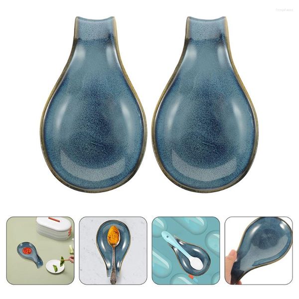 Set di stoviglie 2 pezzi Poggia cucchiaio Gadget per la casa Forniture per la cucina Porta fornello Mestolo in ceramica per ceramica