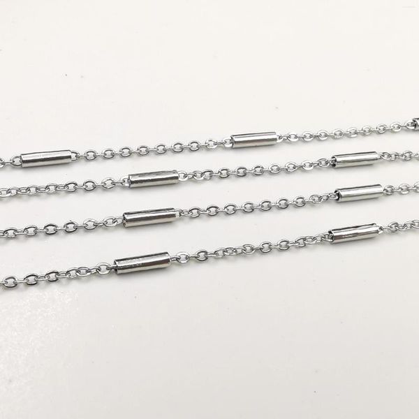 Zincir 5 adet çok gümüş kadın kızlar kolye kablo zinciri çelik tüp bağlantı paslanmaz ince 2mm 18-24 inç lenght seçin
