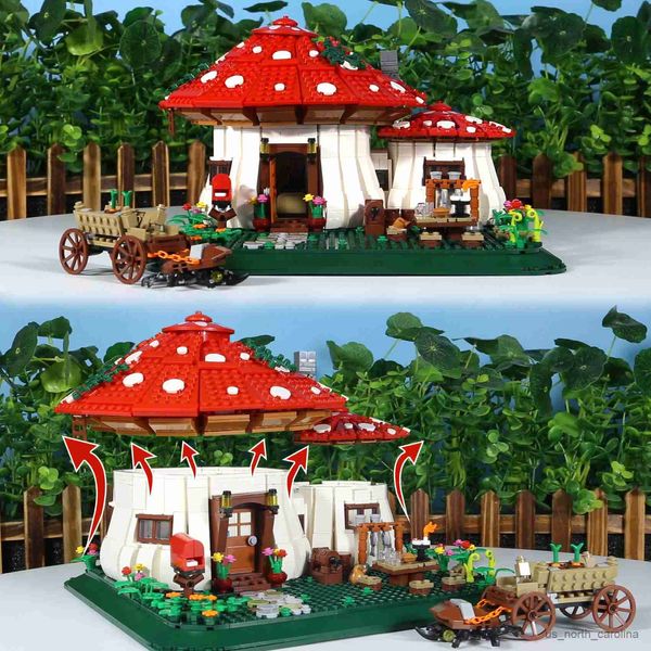 Блоки 2233 шт., строительные блоки «Сказочный грибной дом», деревенская архитектура, микро сборка для девочек, подарки на день рождения R230907