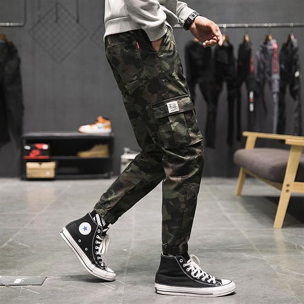 2019 splice joggers calças dos homens camuflagem carga calças dos homens solto camo plus size 5xl calças masculinas 019262q