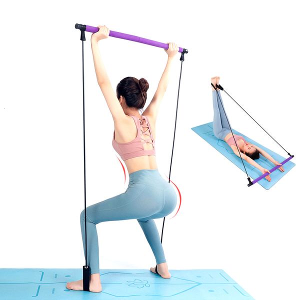 Bandas de resistência Pilates Stick Bar com Fitness Portátil Crossfit Musculação Tubo de Borracha Yoga Exercício Trabalho 230907