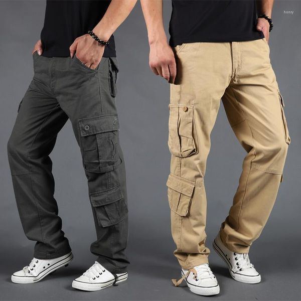 Pantaloni da uomo da uomo cargo da combattimento militare tuta da lavoro pantaloni lunghi multitasche larghi casual in cotone pantaloni dritti tattici