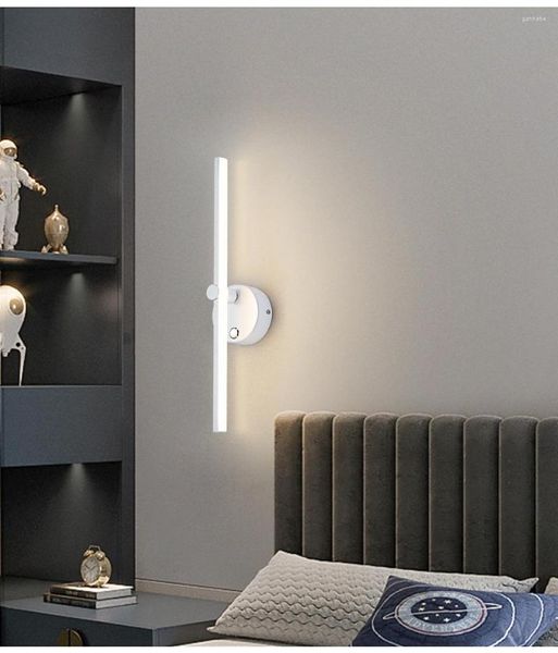 Duvar lambası Nordic LED kapalı açık beyaz/Siyah Ev Yatak Odası Başucu Ayna Ön Switch AC110V/220V
