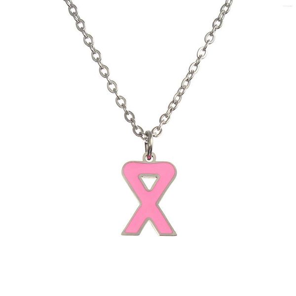Цепочки с розовой лентой, ожерелье из нержавеющей стали для женщин, профилактика рака груди, розовые звезды, многоуровневые ожерелья