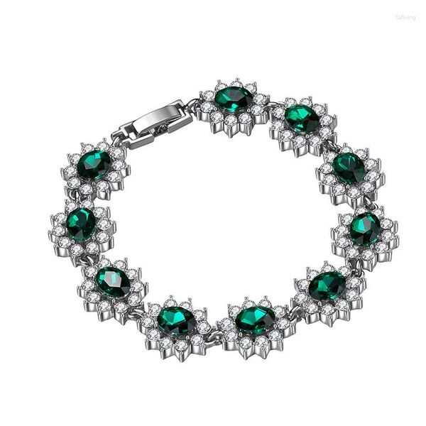 Charme Pulseiras Umcho Verde Strass Pétala Tipo Pulseira Para Mulheres Jóias Românticas Casamento Noivado Aniversário Festa Moda