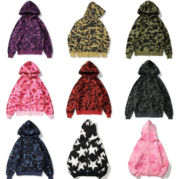 Erkek Tasarımcı Hoodie Sweatshirts Tam Zip Hoodies Erkekler için Kadınlar Stilist Siyah Kamuflaj Ceket Hayvan Baskı Kalın Gündelik Uzun Kollu% 100 Pamuklu Hırka