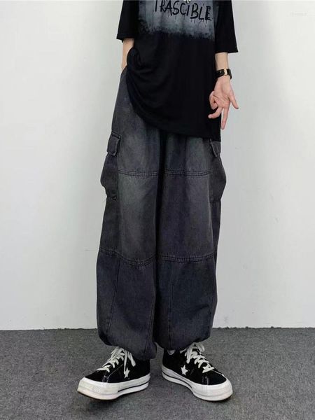 Pantaloni da uomo Y2K Vintage da uomo coreano nero streetwear pantaloni dritti estetici oversize jeans a gamba larga abiti da donna in denim grunge