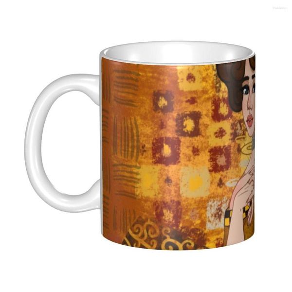 Tazze Personalizzate Stile Gustav Klimt Ritratto Caffè Fai da te Simbolismo Arte Ceramica Tè Tazza da latte Tazze da campeggio per lavoro all'aperto