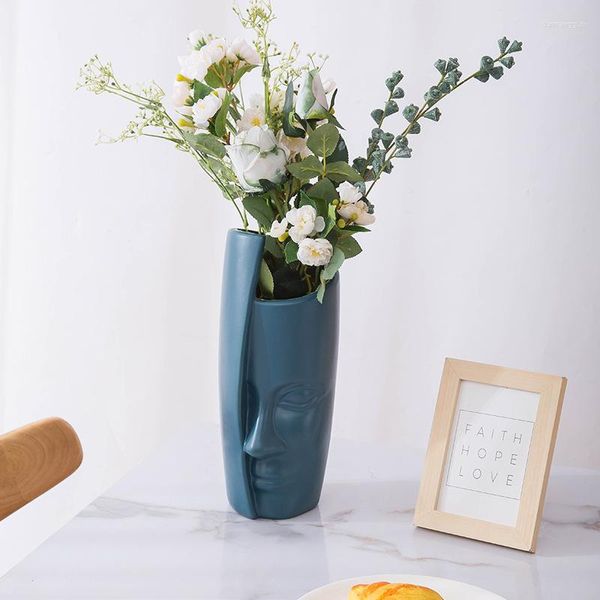 Bottiglie di stoccaggio Vaso Vaso di fiori Volto umano Decorazione della casa Vasi per fiori Da tavolo in plastica