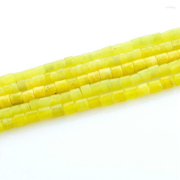 Perline Pietra di limone naturale Cilindrica Allentata 4mm Perline Semipreziose Creazione di gioielli Collana Bracciale fai da te Parti 39 cm