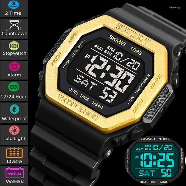 Armbanduhren Skmei Luxus Top Sport Digitaluhren für Männer Wasserdicht Countdown Chrono LED Student Junge Mädchen Uhr Reloj Hombre