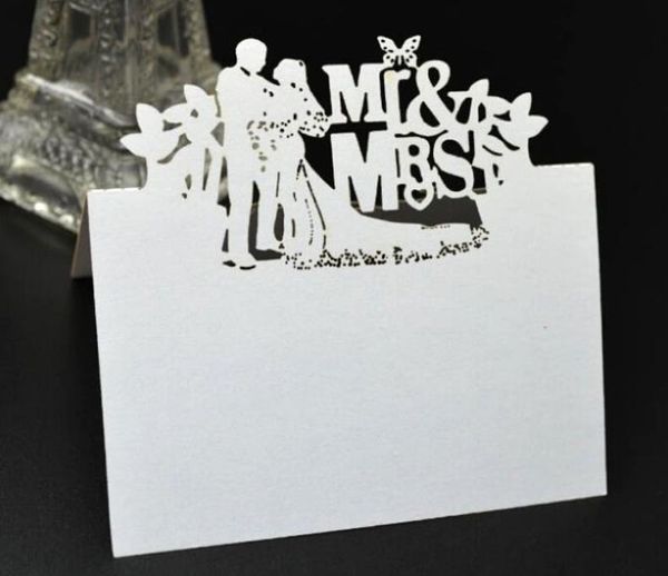 50pcs papel mesa de casamento cartão de borboleta beijo de mãos coloque cartão decoração de festa de casamento a favor Marrige