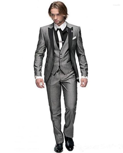 Abiti da uomo Abiti da sposo belli da uomo Business Custom Made Smoking da sposa grigi formali per uomo 3 pezzi Pantaloni blazer slim fit