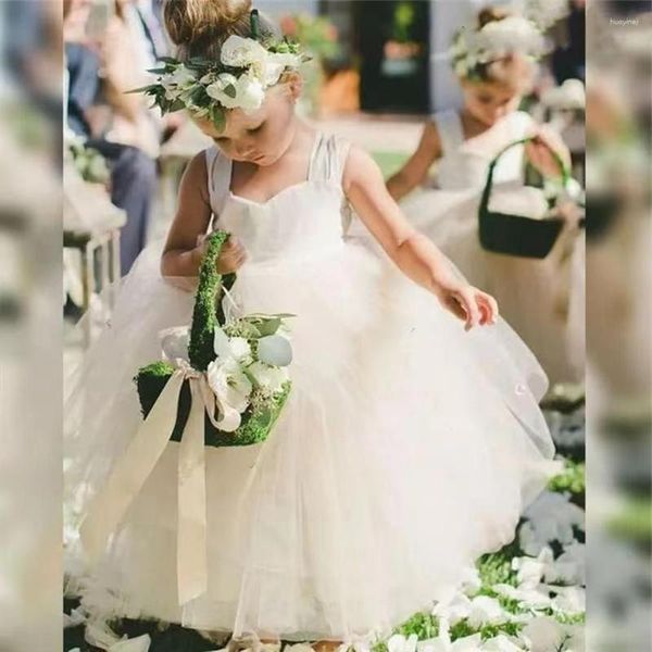 Abiti da ragazza eleganti fiori in tulle gonfi per la cerimonia nuziale della principessa, la sera di Natale, la festa di compleanno, abiti da prima comunione con fiocco